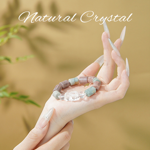 สร้อยข้อมือหินคริสตัลหกเหลี่ยมเสริมดวงสำหรับผู้หญิง พร้อมจี้หินหลายชนิด ขายส่งเป็นของขวัญ - Product Image 3