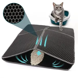 Helps To Waste Less Litter On Floors Durable Honeycomb Cat Litter Box Mat Water Resistant