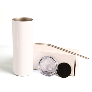 Cốc Vại Mỏng 20Oz <span class=keywords><strong>600Ml</strong></span> Bằng Thép Không Gỉ Có Nắp Và Ống Hút Thăng Hoa Màu Trắng - Product Image 3