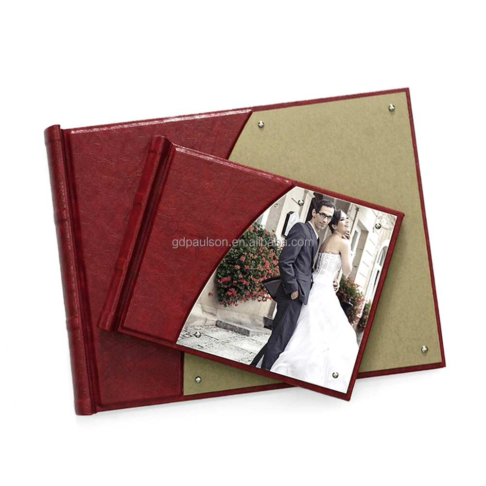 Leather and clear acrylic match the album cover design wedding photo album cover