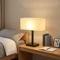 Table à LED moderne américaine de luxe grande taille, ombre de chevet en tissu chaud, fourniture en cristal pour salon, fer et bureaux