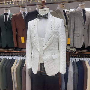 Costumes pour hommes <span class=keywords><strong>sur</strong></span> <span class=keywords><strong>mesure</strong></span> de haute qualité vêtements de cérémonie d'affaires 3 pièces pour les événements de bureau Design de style arabe pur grande taille respirant - Product Image 2