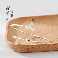 Bracelet feuille LT-42 en argent sterling 925 avec pierre d'opale, style simple japonais et coréen, tendance pour étudiantes, polyvalent et à thème forestier