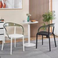 Chaise de salle à manger avec accoudoirs en acrylique transparent, coussin noir, pieds en métal, chaise d'appoint moderne pour la maison et le restaurant