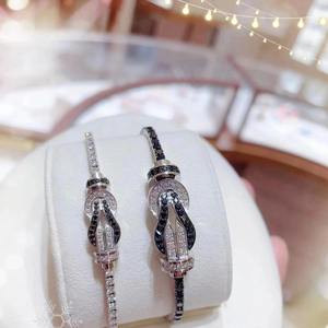 Factory Direct Women's 10K Solid Gold Plated Micro Insert Figure-of-Eight Full Zircon Charm <b>Bracelet</b> with <b>Horseshoe</b> Buckle - Product Image 1