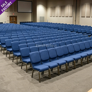 Sillas de Iglesia de Lujo Fabricadas en China, Sillas de Iglesia Apilables Acolchadas Azules de Diseño Moderno Personalizadas - Product Image 1