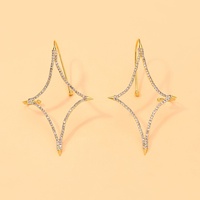Nouvelles Boucles d'Oreilles Manchette Étoile à Quatre Branches Creuses en Strass et Cristal, Clip d'Oreille Enveloppant, Bijoux Fantaisie Punk Gothique Elfe pour Femme