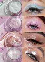 Fard à paupières liquide nacré 6 couleurs et illuminateur, formule soyeuse à fines paillettes, maquillage contour des yeux style asiatique