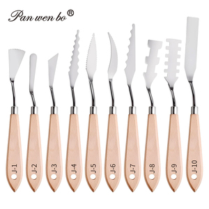 Panwenbo – Lot de 10 spatules et couteaux à palette en acier inoxydable avec manche en bois pour peinture à l'huile et mélange d'acrylique - Product Image 1