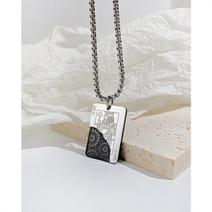 HipHop Jewelry Engraved Customized Stainless Steel Poker Pendant Necklace for Men - Product Image 6