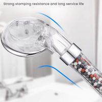 Pommeau de douche massant portable en plastique transparent à LED avec filtre économiseur d'eau