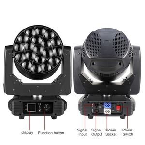Venta al por mayor y personalización: Luz de cabeza móvil Big Bee Eye de 19 piezas y 25W con zoom LED DMX RGBW - Product Image 4
