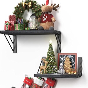 Wooden <b>Wall</b> <b>Mounted</b> <b>Shelves</b> 3 Tier Rectangle Durable Multipurpose For Bedroom Living Room Storage - Product Image 2