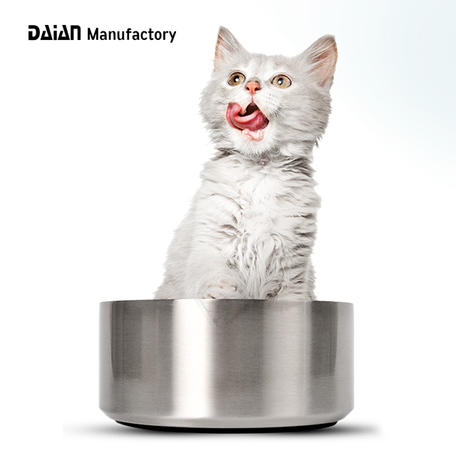 Кормушка DAIAN с логотипом на заказ, миска для домашних животных с двойными стенками из нержавеющей стали, миски для собак с нескользящей Силиконовой основой