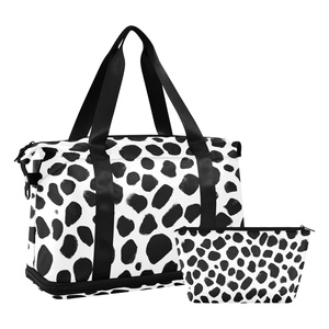 Black Leopard Print Customs Logo Large Capacity Portable Travel <b>Bag</b> for Leisure Sports Dry Wet Separation Yoga Fitness <b>Bag</b> - Product Image 1