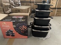 Ensemble complet de 10 ustensiles de cuisine carrés avec base à chauffage rapide, casseroles de 20-32 cm, faitouts familiaux et faitout peu profond de 28 cm, approvisionnement en gros
