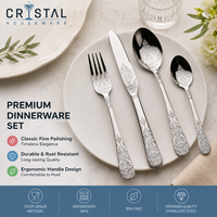 Ensemble de couverts de mariage CRYSTAL Royal, couteau, fourchette, cuillères, argenterie vintage, ensembles de couverts en acier inoxydable pour la restauration, utilisation pour les dîners
