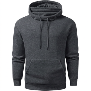Sudadera con Capucha Gris Oscuro para Hombre, Corte Regular, Algodón French Terry, Casual, Invierno, Ecológica, Diseño con Bolsillos, Tejido de Punto, Manga Larga - Product Image 1