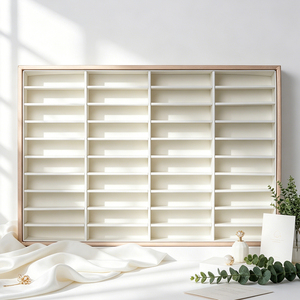 Gold Brushed Leather Jewelry Display Tray White Interior Counter Storage for Pendant <b>Necklace</b> <b>Ring</b> Earrings - Product Image 5