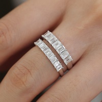 Offre Spéciale 7 pierres bague en argent Sterling 925 0.3ct 3*4mm émeraude Moissanite bague éternité coeur émeraude bague