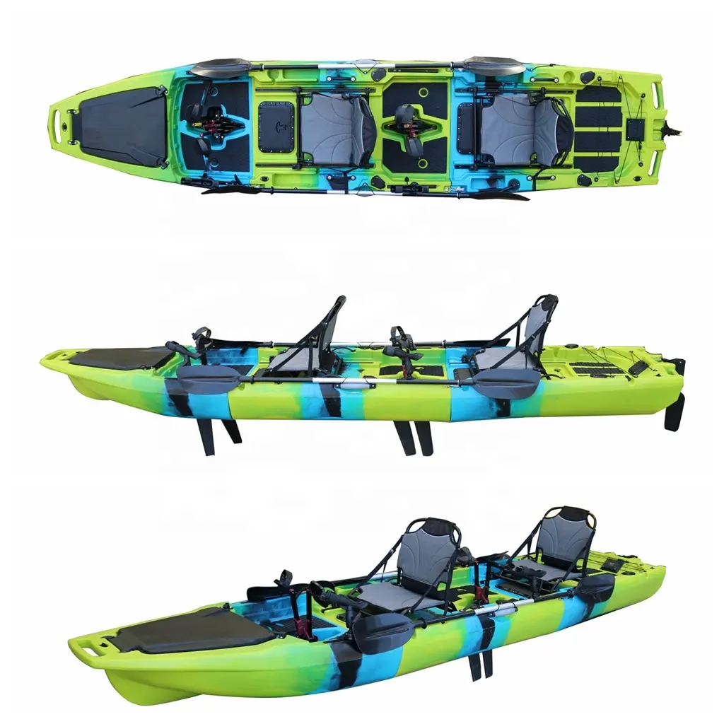 Pesca Flap Pedal Drive Kayak persona Kayak ricreativo semplice 3 sezioni staccabile pieghevole 14 piedi 3 anni sedili doppi Kayak