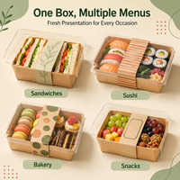 Op maat gemaakte ecovriendelijke biologisch afbreekbare kraftpapieren sandwichdoos met transparant venster voor catering