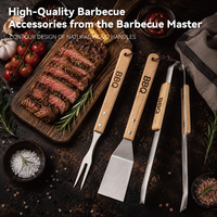 Pince alimentaire portable en acier inoxydable avec manche en bois de hêtre de qualité supérieure, idéale pour le camping, les pique-niques et les barbecues, avec conception anti-brûlure