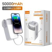 Banque d'alimentation multifonctionnelle LDNIO PQ50 grande capacité 50000mAh avec câble intégré pour téléphone 15 14 13 Pro Max et ordinateur portable