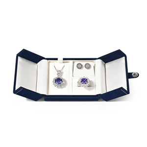 Caja de Regalo Cuadrada de Alta Gama para Anillo y Pulsera Azules, con Tapa de Cielo y Tierra, Elegante Empaque para Joyería - Product Image 2