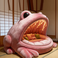 Sofá Cama de Peluche Gigante con Forma de Rana Rosa |   Sillón Extra Grande con Forma de Animal de Dibujos Animados con Luces LED |   Cueva Interior Acogedora para Niños y Adultos