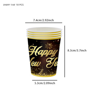 Startparty vàng đen hạnh phúc năm mới bên trang trí dùng một lần Bộ đồ ăn Bộ <span class=keywords><strong>2025</strong></span> bên kỳ nghỉ Nguồn cung cấp - Product Image 4