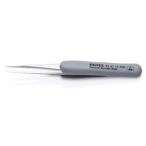 Precision DIY Tweezers with ESD <b>Rubber</b> Grip Stainless Steel and Plastic Handle - Product Image 2