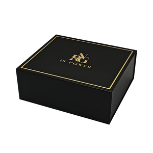 Custom Big Logo <b>Black</b> Luxury Rigid Magnetic <b>Box</b> Folding Collapsible Cardboard Gift Packaging <b>Box</b> - Product Image 1
