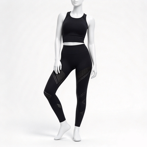 FLW High Waist <b>Butt</b> Lift Black Leggings Full Length Seamless Mesh Yoga Pants Women Workout Tights - Product Image 1