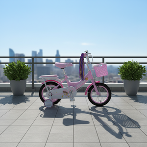 Vélo pour enfants <span class=keywords><strong>WEIZE</strong></span>, 16 pouces, en acier, avec roues d'apprentissage et panier, bleu, pour filles de 3 à 5 ans - Product Image 4