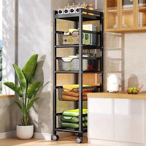 OEM personalizado 3 niveles 5 capas portátil comida fruta vegetal especias almacenamiento Rolling utilidad carros estante con ruedas deslizables cajones - Product Image 2