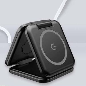 Chargeur de téléphone magnétique 3-en-1 IStapromo Gifts, pliable, compatible transfrontalier, ABS, charge rapide sans fil - Product Image 2