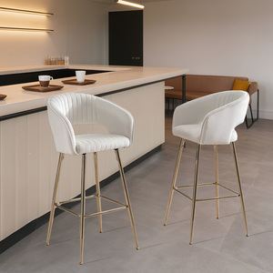 Tufted bọc truy cập ghế hiện đại Teal nhung thanh phân với chân vàng và chỗ để chân - Product Image 3