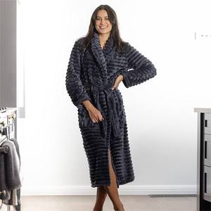 Super Plush Stripe <b>Bathrobe</b> Women <b>Luxury</b> Winter Fleece <b>Bathrobe</b> Soft Polyester Flannel Loungewear & Sleepwear for Adults - Product Image 3