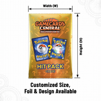 Pack mystère de cartes à collectionner imprimées sur mesure, emballage doré à bords dentelés pour sacs mystères TCG en gros