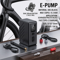 Pompe à vélo électrique portable Briviga 120 PSI, mini gonfleur de pneus intelligent, mini pompe à air électrique, accessoires pour valves Presta et Schrader