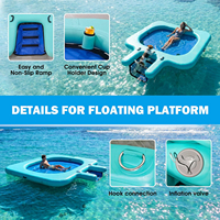 Hamac flottant gonflable avec rampe pour animaux de compagnie, quai flottant robuste, transat de piscine, plateforme flottante pour bronzer