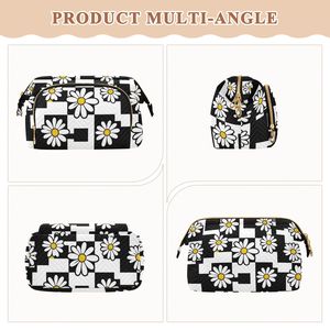Wholesale Daisy Printed Custom Cosmetic <b>Bag</b> with <b>Toiletry</b> Bottles Set Zipper Makeup Pouch <b>Travel</b> <b>Toiletry</b> <b>Bag</b> - Product Image 6
