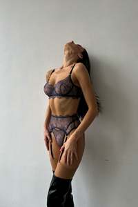 Logo e colori su misura per ricamo di fascia alta <span class=keywords><strong>Sexy</strong></span> Royal trasparente blu profondo trasparente modelli di biancheria intima <span class=keywords><strong>intimo</strong></span> - Product Image 3