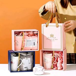 Juego de Regalo de Año Nuevo y Cumpleaños, Tazas de Café de Cerámica con Diseño Artístico Moderno, Impresión de Serigrafía Personalizada, Juego de Toallas, Recuerdo - Product Image 1