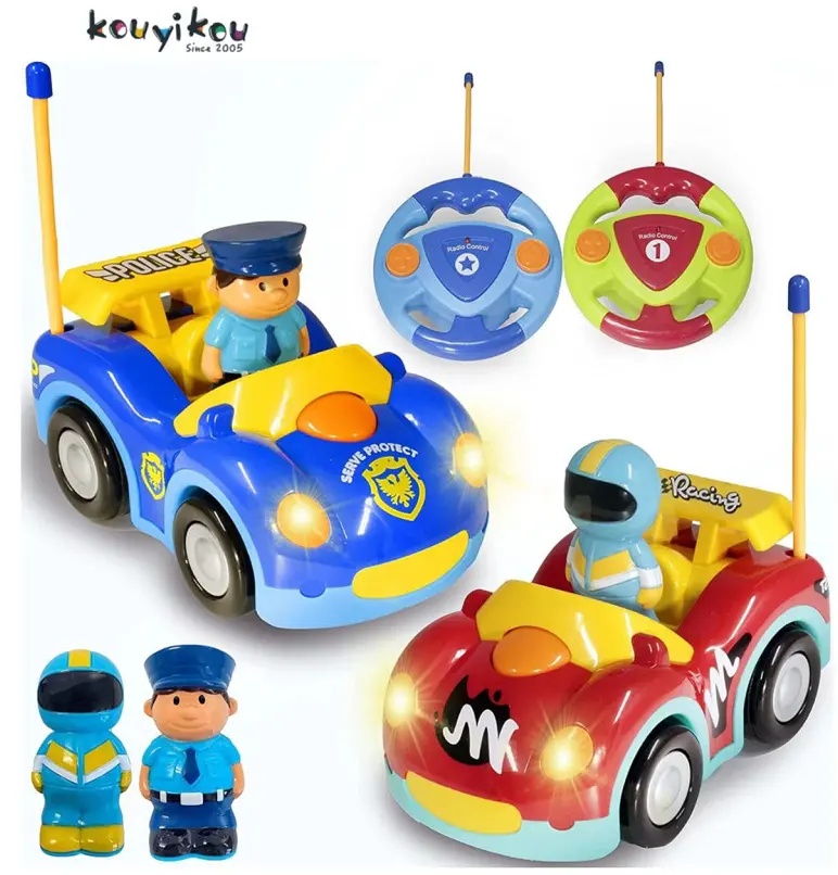 Kouyikou amazons best seller list rc remote control cars with music and lights police car mini car toy for kids