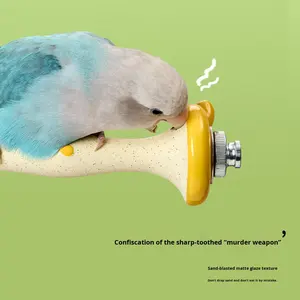 Tafit Sevimli Elma Şeklinde Seramik Papağan <span class=keywords><strong>Stand</strong></span>ı Kuş Tüneği Doğal Gaga ve Pençe Bileme <span class=keywords><strong>Stand</strong></span>ı Papağanlar, Sultan Papağanları, Muhabbet Kuşları için - Product Image 2