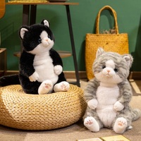 Nouvel arrivage de poupée chat noir en peluche, animal en peluche pour décoration de la maison, cadeau d'anniversaire pour enfants, poupée douce et debout