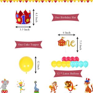 Kit de Decoración para Primer Cumpleaños con Temática de Circo y <span class=keywords><strong>Carnaval</strong></span>, para Baby Shower de Niños y Niñas, Artículos para Fiestas de Animales con Arpillera Colorida - Product Image 2