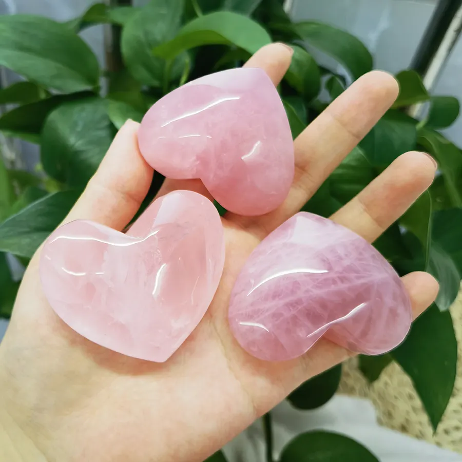 Cute Crystals Healing Stone Polished 5-6 Cm Pink Crystal Hand Made Rose Quartz Heart